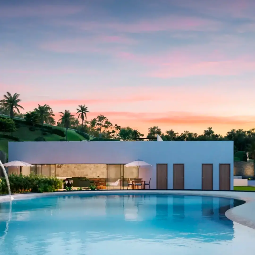 Perspectiva ilustrada da piscina do clube